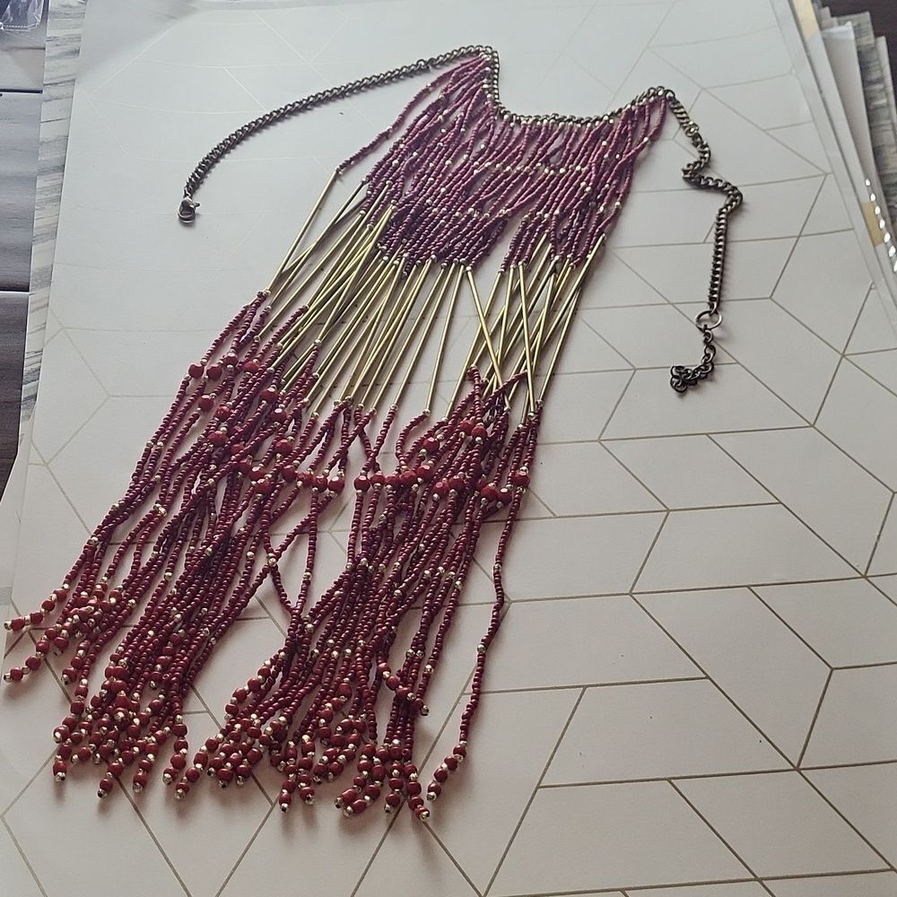 Vintage Bohemian Belly Dance Beaded Fringe Necklace